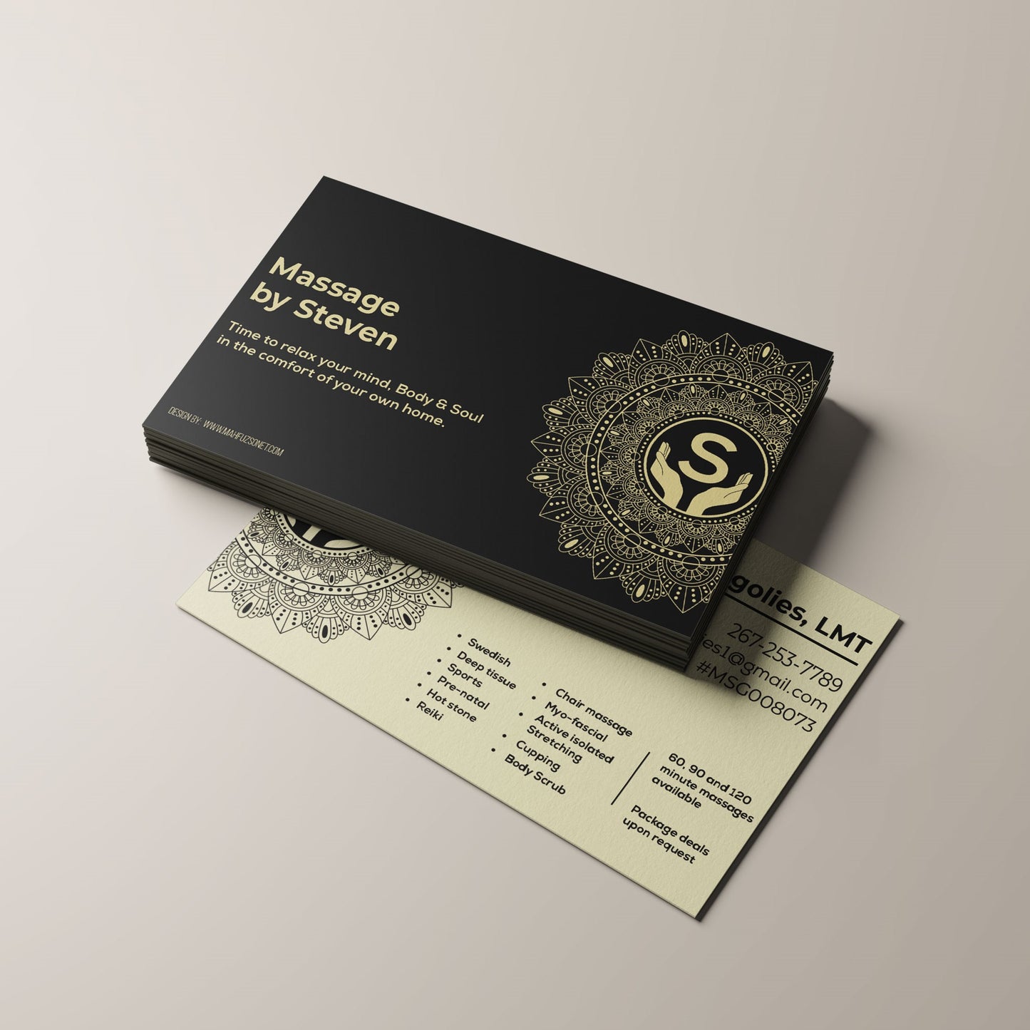Double Sided lineal mandala Business Cards-100pcs