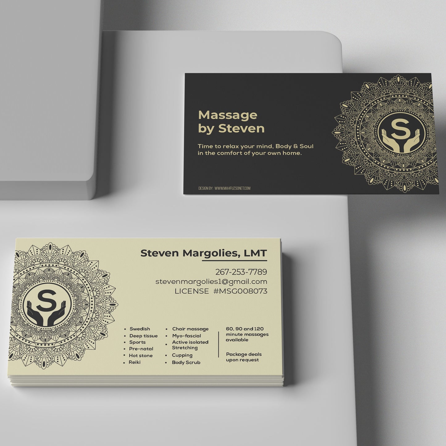 Double Sided lineal mandala Business Cards-100pcs